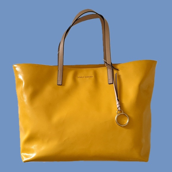 NWT Tory Burch MILO TOTE Yellow Leather Tote Bag - Picture 12 of 12